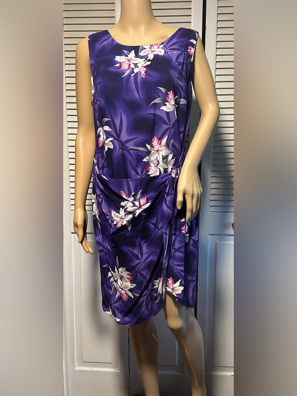 Two Palms Midnight Orchid Purple Hawaiian Sarong Wrap Tropical Dress XL
